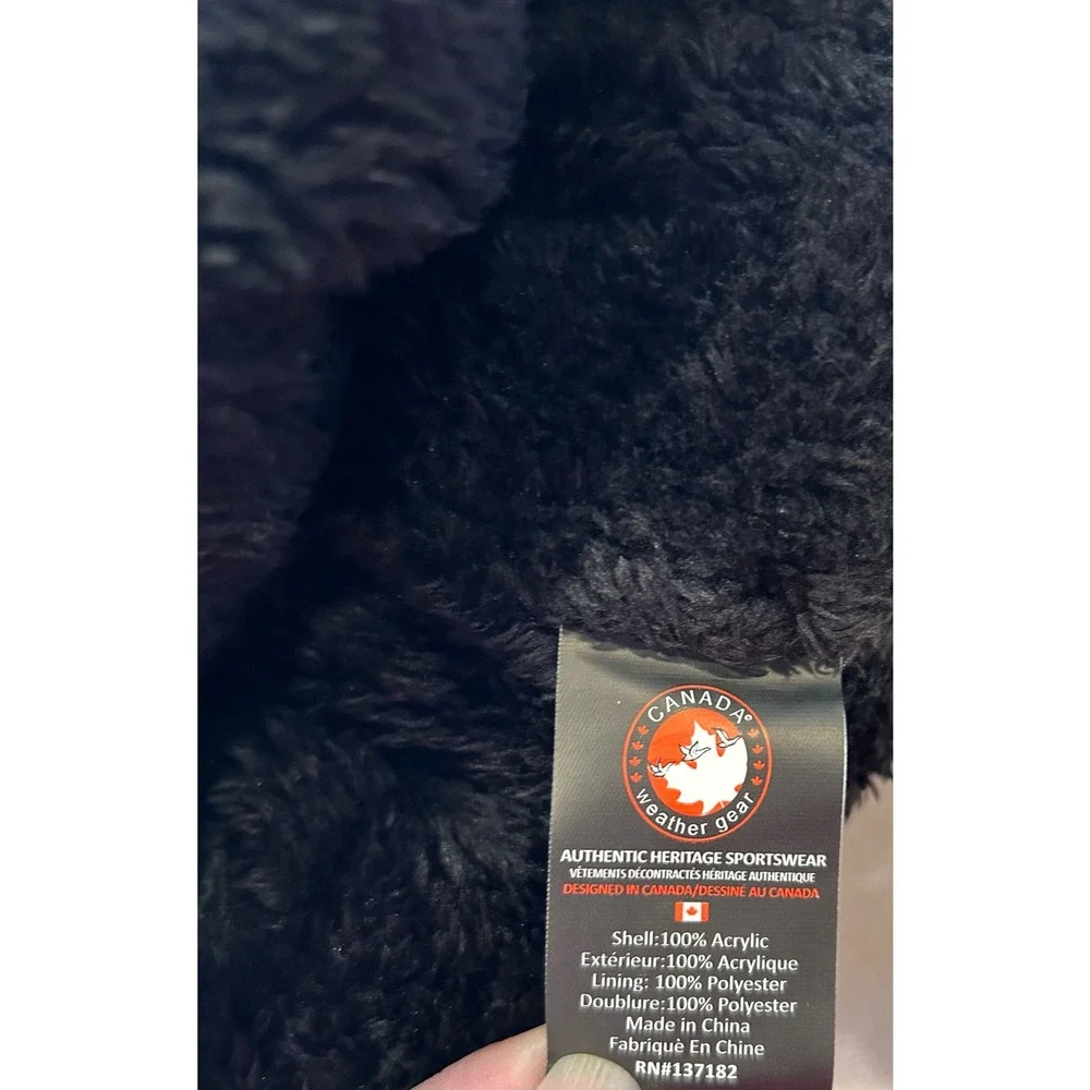 CANADA WEATHER GEAR Black Fleece Lined Logo Beanie Winter Hat